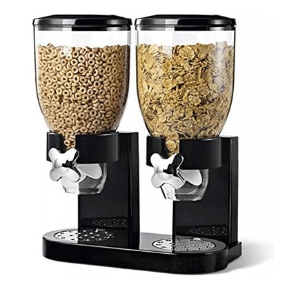 Cereal Dispenser Breakfast Flour Rice Dry Food Pasta Storage Double Container Easy Storage Home Use