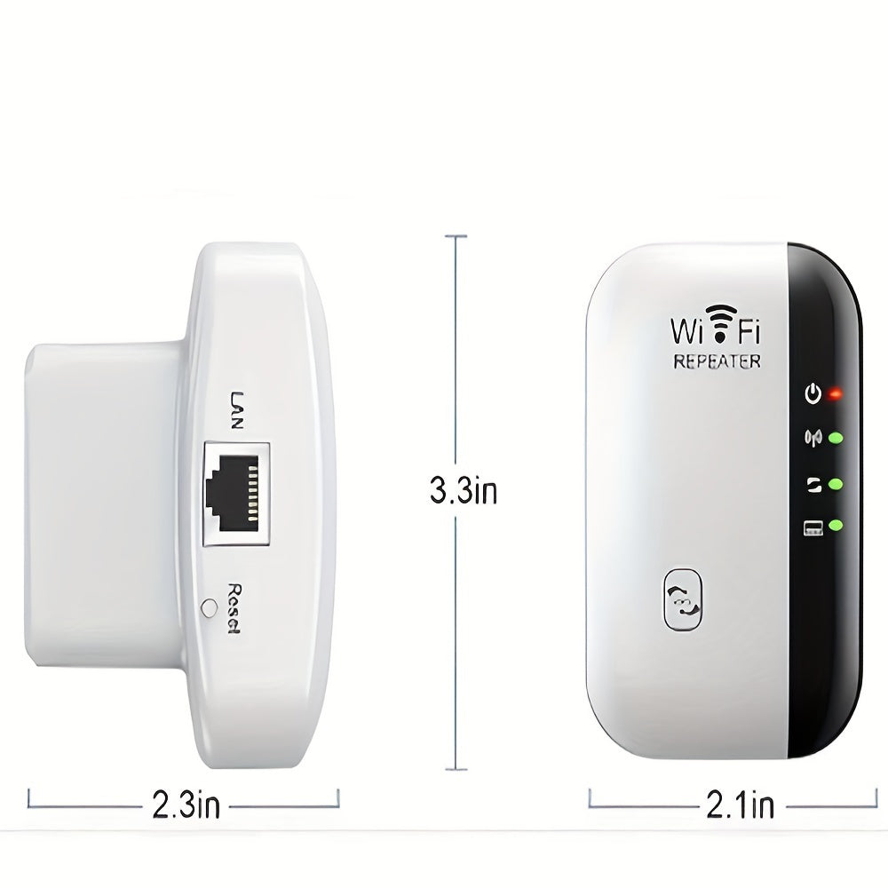 300Mbps WiFi Booster, WiFi Repeater Extender with Ethernet Port, 2.4GHz WiFi Extender, Support Repeater/Router/AP Mode & WPS, 1-Tap Setup, Compatible with All Network Routers, UK Plug