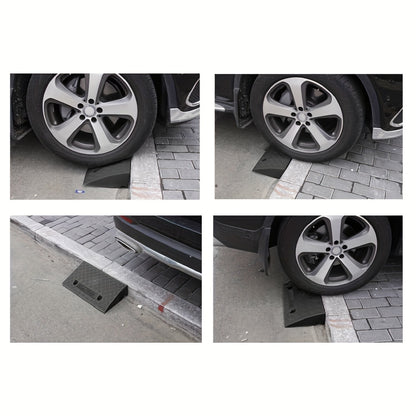 2pcs Vehicle Ramp Threshold - Portable Black Rubber Curb for Cars & Wheelchairs, Ideal for Garage Entrances