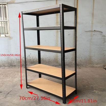 5 Tier Heavy Duty Boltless Metal Shelving Shelves Storage Shelf Garage Racking Storage Garage Shelving Units, Black 150x70×30cm, 175KG Per Shelf, 875KG Capacity Rack Shelves For Workshop, Garage, Kitchen, Bathroom, Warehouse