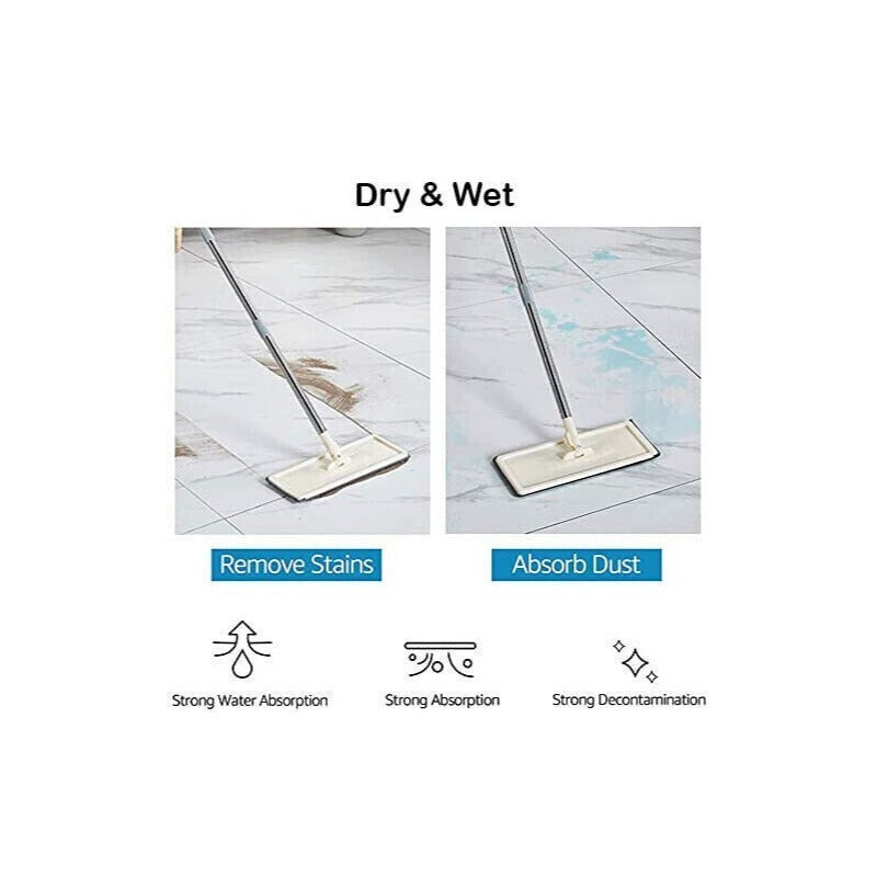 UK Multi-Functional Wash & Dry Mop and Bucket Set 360° Flat Squeeze + 10 Pads