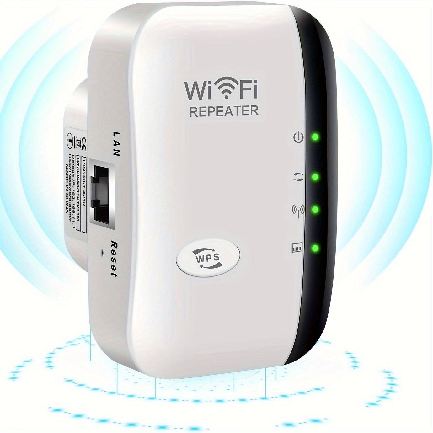 1pcs WiFi Booster 300Mbps WiFi Extender with Ethernet Port, 2.4GHz WiFi Extender Booster, Support Repeater/Router/AP Mode & WPS, 1-Tap Setup, Compatible with All Network Routers, UK Plug, White