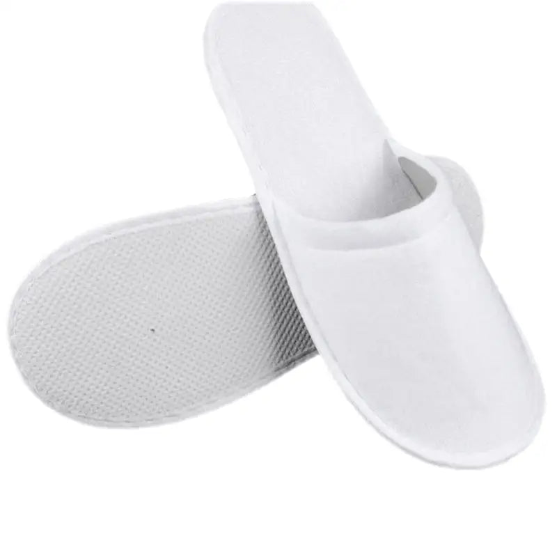 10 pairs White Hotel Disposable Slippers Closed Toe Spa Guest