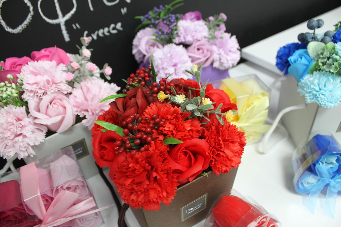 Soap Flower Bouquet - Red Rose & Carnation