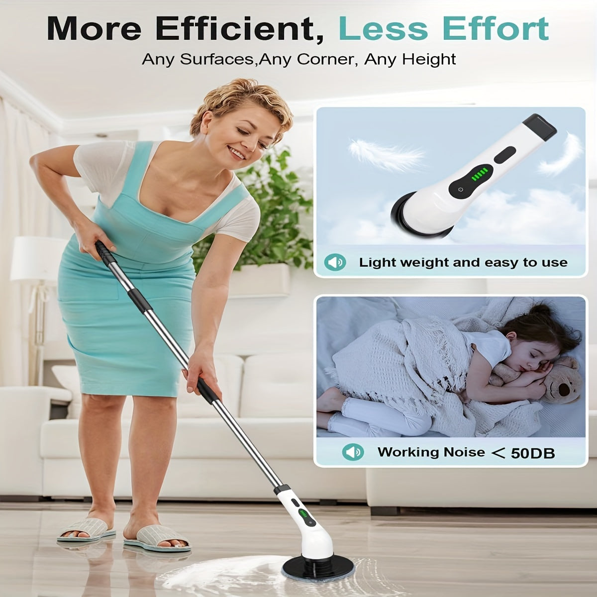 Electric Rotary Cleaner, 2H Power Dual Speed Cordless Cleaning Brush, Adjustable Extension Handle With 9 Replaceable Brush Heads, Suitable For Bathroom Bathtub Tile Floor Car