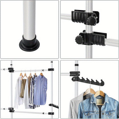 Telescopic Wardrobe Organiser Hanging Rail Clothes Rack Adjustable Storage UK