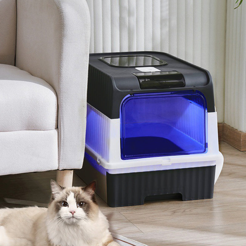 Large Cat Litter Box Self Cleaning Cat Pan Drawer Sterilize Deodorize Potty Tray, Cat Litter Box With Lid And Scoop UV Sterilization And Deodorization, Easy To Clean And Splash-proof Detachable Cat Litter Tray With Hood For M