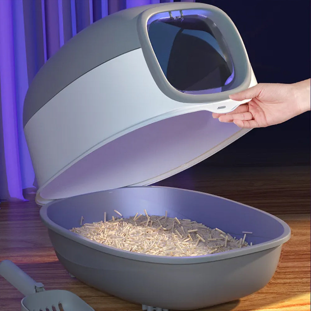 Large Self Cleaning Cat Litter Tray Automatic UV Sterilization Deodorization Cat Potty Box Pan 56xc40x39cm