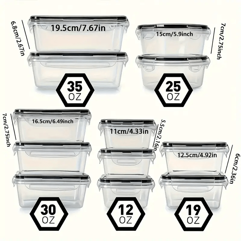 12 Pcs Food Storage Containers Set BPA Free Airtight Leak Proof Plastic Tubs With Lids Meal Prep Dishwasher Microwave Freezer Safe Pantry Kitchen Cabinet Organization