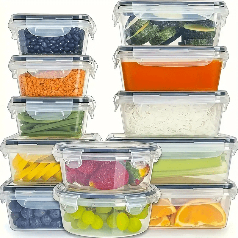 12 Pcs Food Storage Containers Set BPA Free Airtight Leak Proof Plastic Tubs With Lids Meal Prep Dishwasher Microwave Freezer Safe Pantry Kitchen Cabinet Organization