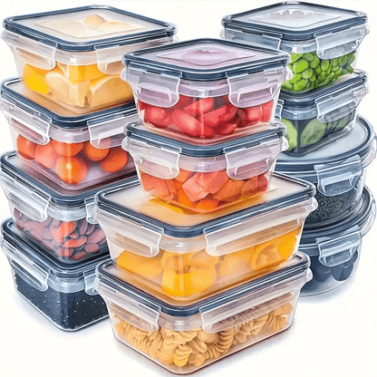 12 Pcs Food Storage Containers Set BPA Free Airtight Leak Proof Plastic Tubs With Lids Meal Prep Dishwasher Microwave Freezer Safe Pantry Kitchen Cabinet Organization