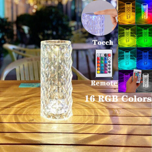 LED Crystal Table Lamp Diamond Rose Bar Night Light Touch Atmosphere Bedside