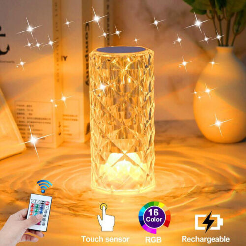 LED Crystal Table Lamp Diamond Rose Bar Night Light Touch Atmosphere Bedside