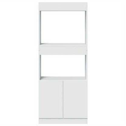 Elegant White Highboard Cabinet - 60.96x33.02x139.7 cm, Engineered Wood with Moisture-Resistant Shelving, Versatile Bookcase with Doors for Stylish Storage Solutions, Classic Design for Modern Living Spaces, Shelf Decor