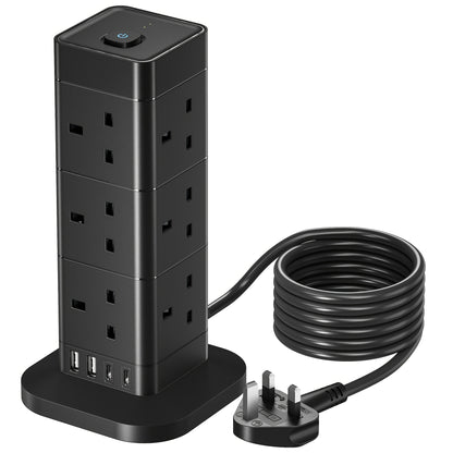 5M/3M/2M/1.5M Cube Extension Lead With USB Slots, 4AC+4USB 1.5M, 8AC+4USB 3M/5M, 12AC+4USB 2M/5M Hotimy Multi Plug Extension Socket With 2 USB C And 2 USB A, 13A 3250W Power Strip With Switch Extension Cords For Desk Home Off