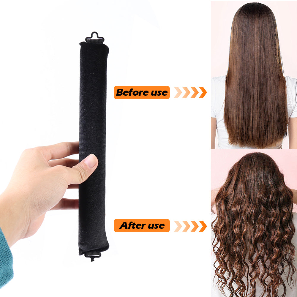 5pcs Overnight Heatless Hair Curler Blowout Rods Heatless Curls Flexi Rods with Silk Scarf for All Hair Types - Black