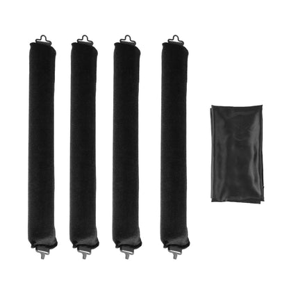 5pcs Overnight Heatless Hair Curler Blowout Rods Heatless Curls Flexi Rods with Silk Scarf for All Hair Types - Black