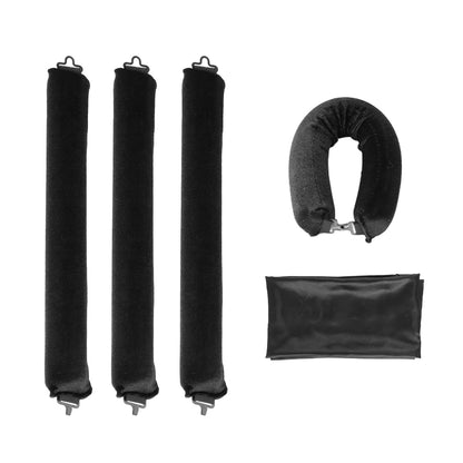 5pcs Overnight Heatless Hair Curler Blowout Rods Heatless Curls Flexi Rods with Silk Scarf for All Hair Types - Black