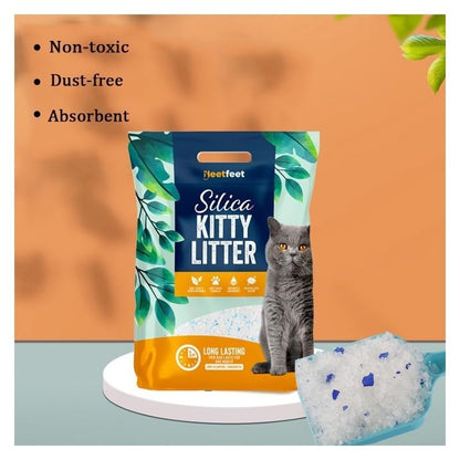 Natural Silica Cat Litter Crystals Cat Kitten Litter Pure Gel Ultra Absorbent Effective Odour Control No Dust Ultra Hygienic Biodegradable ECO Friendly