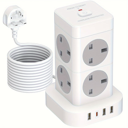 8-Outlet Cube Extension Lead with 5M Cable and 4 USB Power Strips