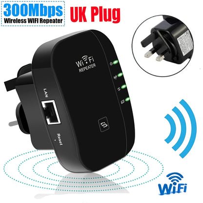 WiFi Signal Extender Range Repeater Booster 300Mbps Internet Amplifier UK Plug