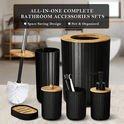 8pcs Plastic Bathroom Accessory Sets, With Toilet Brush, Soap Dispenser, Trash Can, Toothbrush Holder, Toothbrush Cup, Soap Dish, Practical Toilet Kit For Home Bathroom