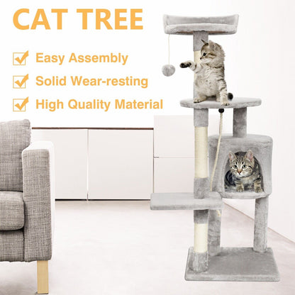 Large 4-story Cat Climbing Frame Cat Scratching Post Kitten Activity Center UK