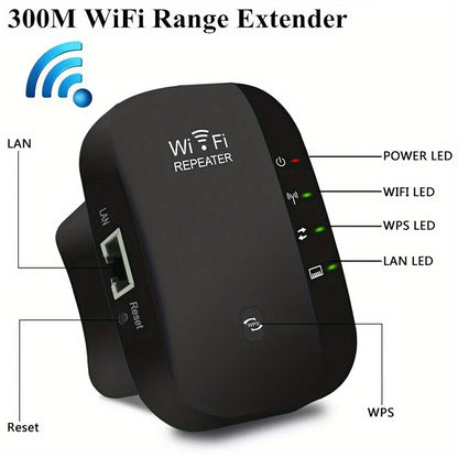 1 Pack WiFi Extender, 2.4Ghz Wireless WiFi Range Booster, 300Mbps WiFi Repeater, WiFi Signal Range Extender, Internet Booster with Ethernet Port, WiFi Signal Range Amplifier, 2024 Newest Home Wireless Signal Booster, Quick Se