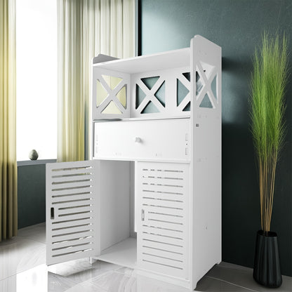 White Bathroom Kitchen Living Room Bedroom Storage Cabinet Drawer Cupboard Floor Free Standing Unit Wood, Slim Bathroom Storage Unit, Toilet Box Cabinet, Storage Rack, Single Door Home Furniture Unit, White Home Rack Shelf 80