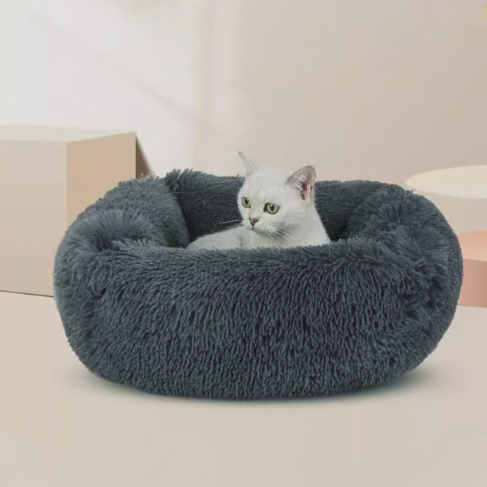 UK Grey Dog Bed Pet Cat Puppy Plush Cat Beds Warm Winter Comfy Washable Cushion