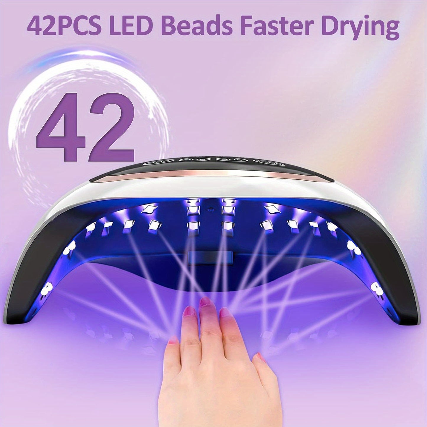 UV LED Nail Lamp with 42 LED Beads, Gel Polishing Nail Dryer with LCD Display, Auto Sensor and 4 Timer Settings, Professional Gel Curing Lamp Gel Polishing Lamp for Salon and Home Use