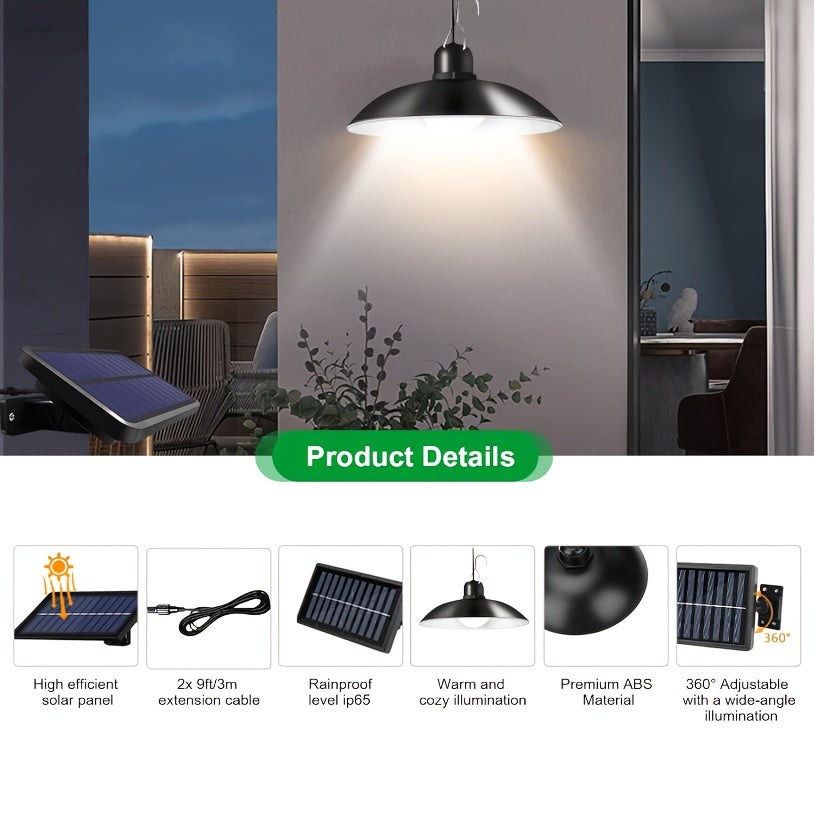 Solar Pendant Lights Double Head Solar Shed Lights 60LED IP65 Waterproof Outdoor Solar Lights Indoor With Remote Auto On/Off, For Garden Courtyard Barn Balcony Corridor Gazebo House Landscape