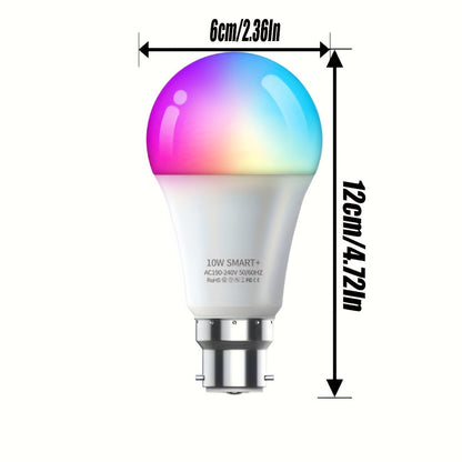 3pcs B22 LED Smart Bulbs, 10W RGB+CCT Dimmable Lighting, WiFi & Wireless Connectivity, Works with Alexa, Google Assistant, IFTTT, SmartThings - Ideal for Home Decor, Parties & Gaming, No Hub Needed