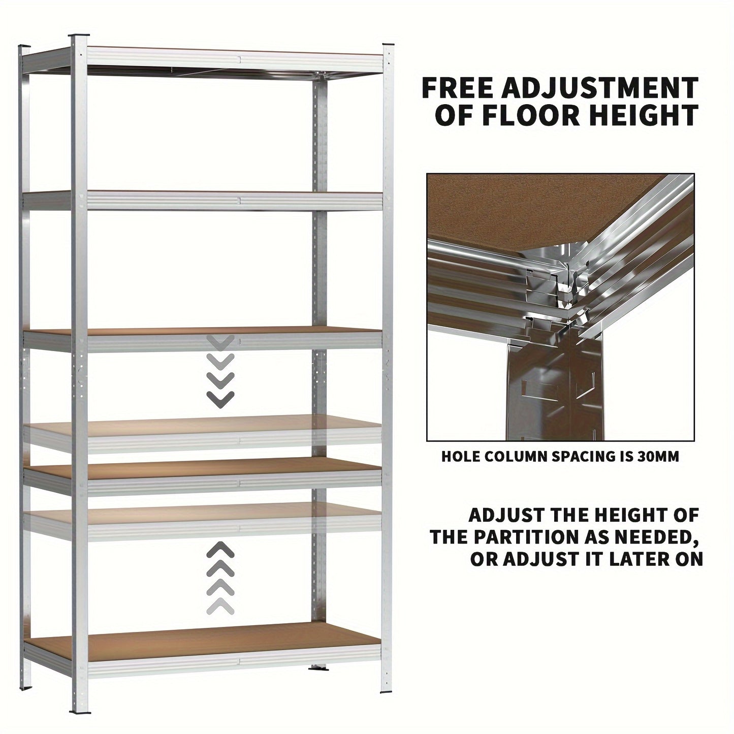 DayPlus 5-Tier Heavy Duty Metal Shelving Unit, Boltless Design, Galvanized Multipurpose Storage Shelves for Garage, Workshop, Kitchen, Bathroom, Warehouse - 175KG Per Shelf, 875KG Total Capacity, Utility Racks