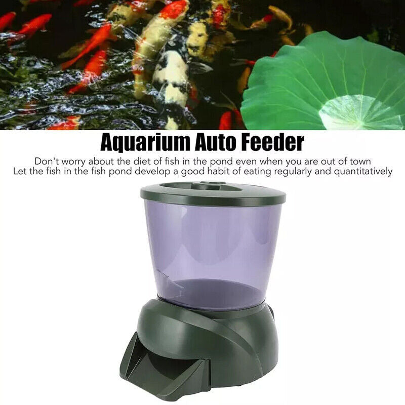 UK AUTOMATIC POND FISH FEEDER HOLIDAY KOI FEED FOOD TIMER AUTO PELLET DISPENSER