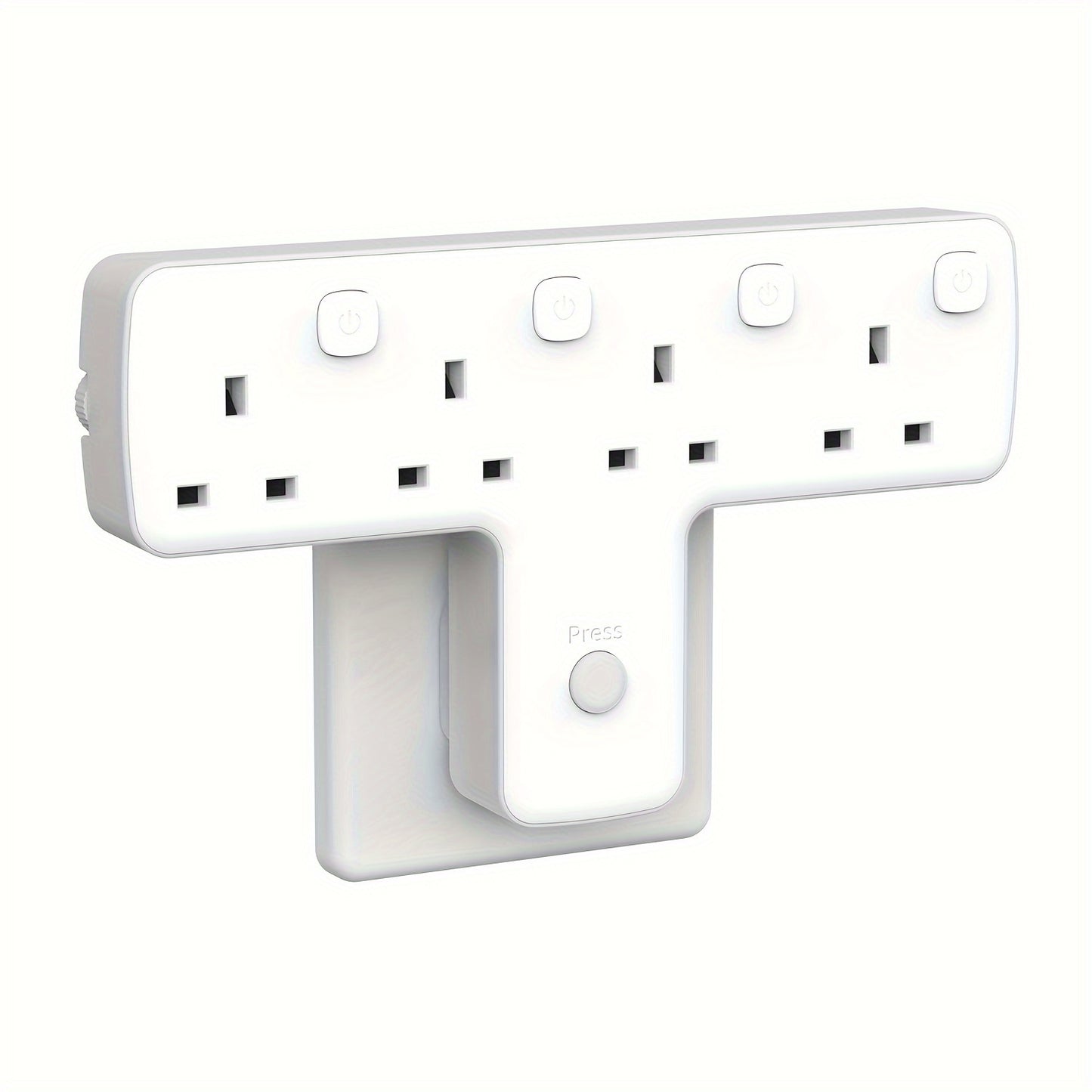 MSCIEN 4-Way UK Plug Wall Extension Socket with ON/OFF Switches, Surge Protector, USB Slot, 180 Degree Rotation, 3250W Power Max for Home Office Travel - Flat Shape, 220-240V