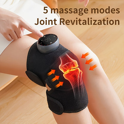 1pc Rechargeable Heated Cordless Knee Massager - Soothing Vibration, Adjustable Heat, And Ergonomic Design For Ultimate Knee Joint Warmth And Care - Christmas Gift For Husband, Wife, Father, And Mother