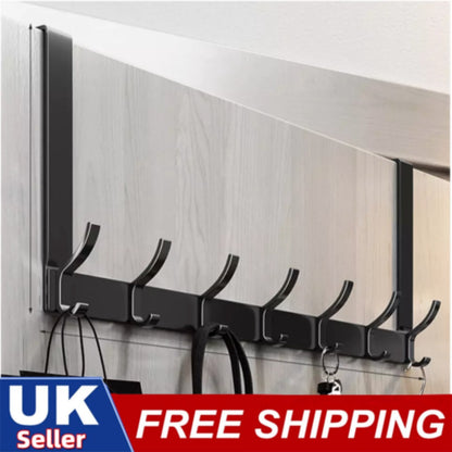 14 Hooks Over The Door Hook Hanger Coat Jacket Rack for Clothes Hat Towel UK