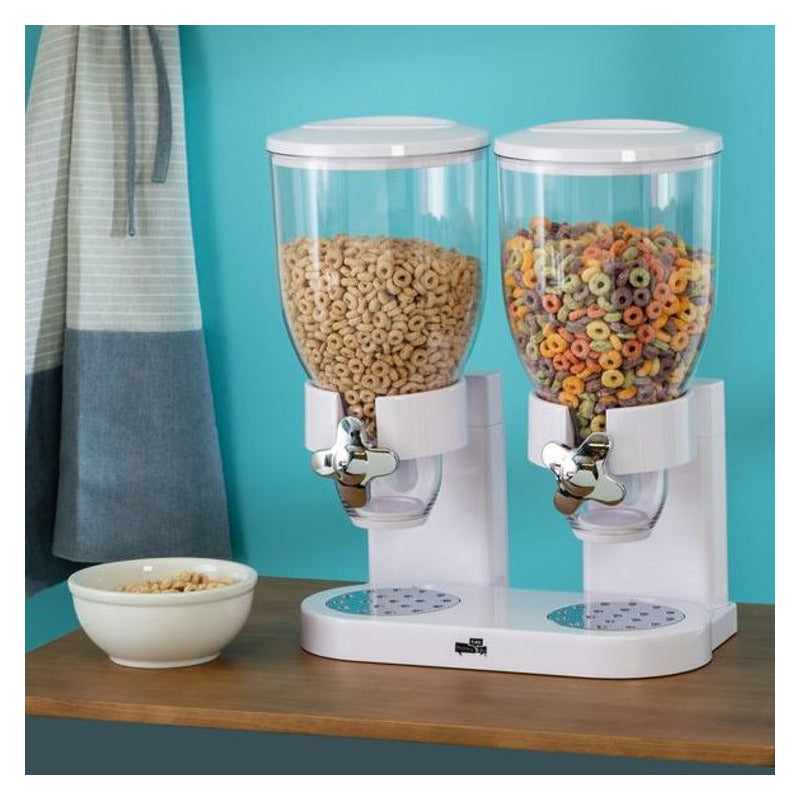 Cereal Dispenser Breakfast Flour Rice Dry Food Pasta Storage Double Container Easy Storage Home Use