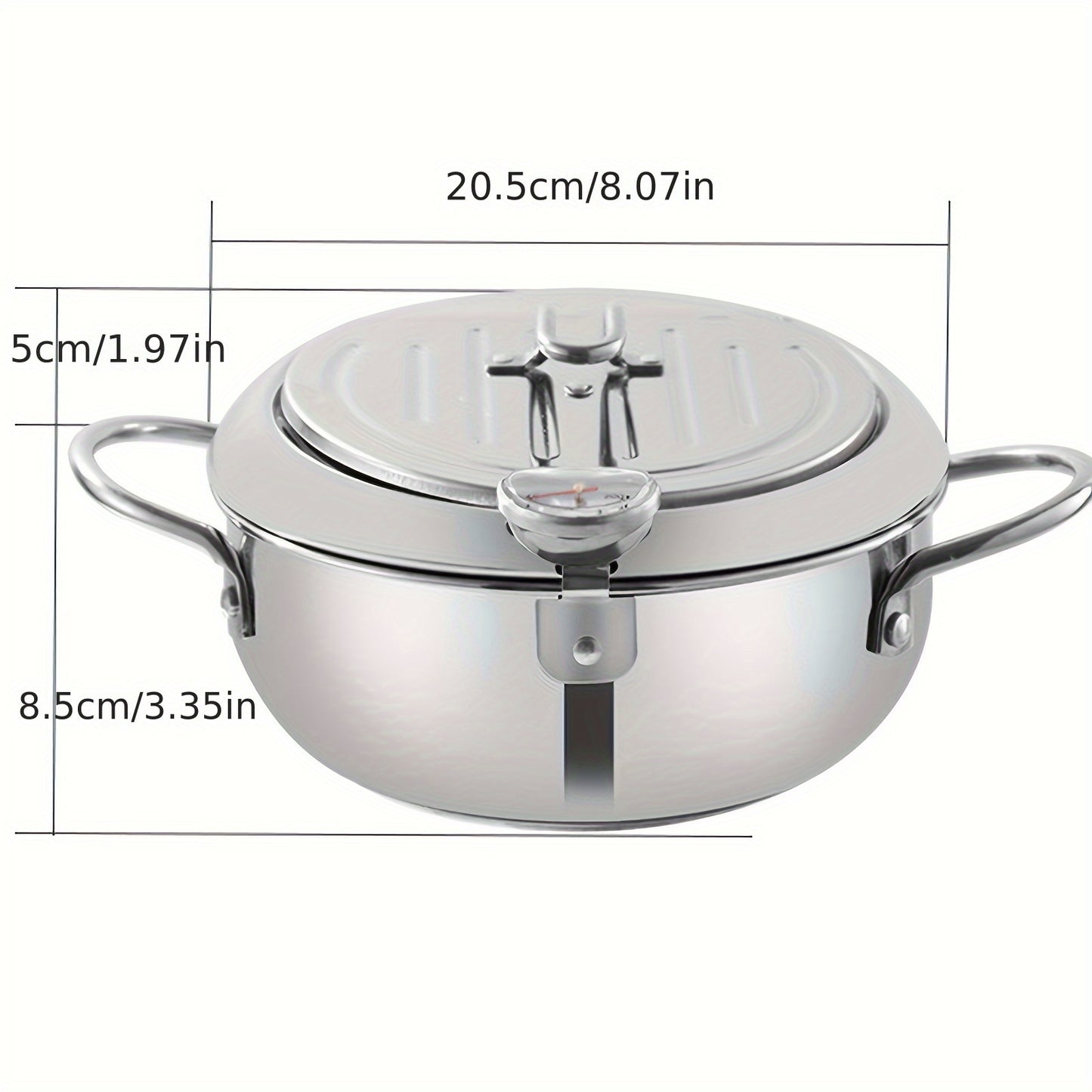 1pc Tempura Deep Fry Pot, Thickened Stainless Steel Tempura Fryer With Thermometer, Japanese Style Tempura Fryer Pan