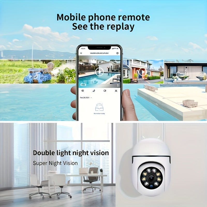 4pcs Wireless WiFi Security Cameras - 1080P HD, Waterproof Indoor/Outdoor, Color Night Vision, 2-Way Audio, 360° Pan/Tilt/Zoom, Motion Tracking & Detection with Spotlight & Siren - Easy Life App Control, Christmas Gift, Wire