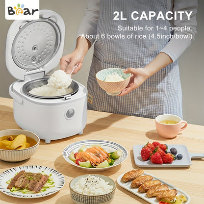 Bear 6 Multifunctional Rice Cooker - 3.5 Cups Capacity for 1-3 People, Cooks Perfect White/Brown Rice, Porridge, and Soup with Steamer Function - Compact and Easy to Use White Rice Cooker for Small Families