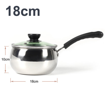 6 Pcs Stainless Steel Saucepan Essential Cookware Set With Glass Lids & Sturdy Handles Pot Prima Kitchen Cook Home Chef Cooking Sauce Pan Housewarming Gifts UK