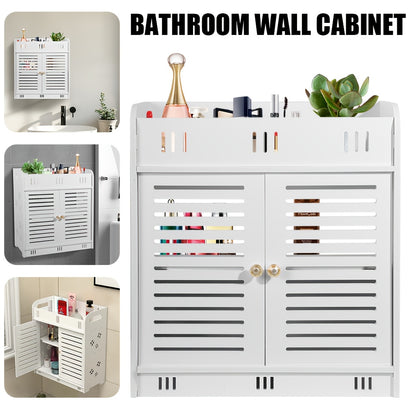 Versatile White Freestanding Bathroom Storage Cabinet - Waterproof & Mold-Proof, Large Capacity for Cosmetics & Toiletries, Slim Design with Ventilated Shelves, Ideal for Home & Office, 43x38x18cm, Bathroom Organizers And Sto