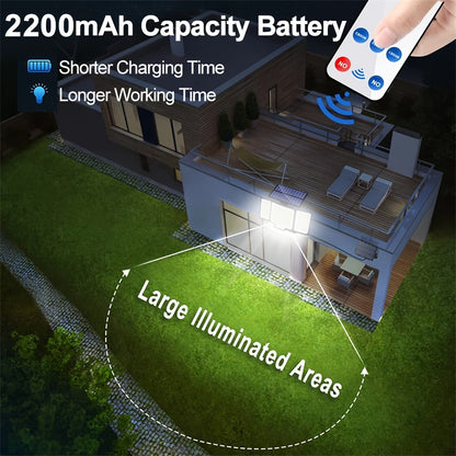 348LED 3 Heads Solar Motion Sensor Lights - 2PCS Outdoor Garden Security Flood Lights With Remote Control - 270° Wide Angle Wall Lamp With 3 Modes For Garden, Yard Pathway, Garage, Street Light Dusk To Dawn