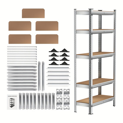 DayPlus 5-Tier Heavy Duty Metal Shelving Unit, Boltless Design, Galvanized Multipurpose Storage Shelves for Garage, Workshop, Kitchen, Bathroom, Warehouse - 175KG Per Shelf, 875KG Total Capacity, Utility Racks