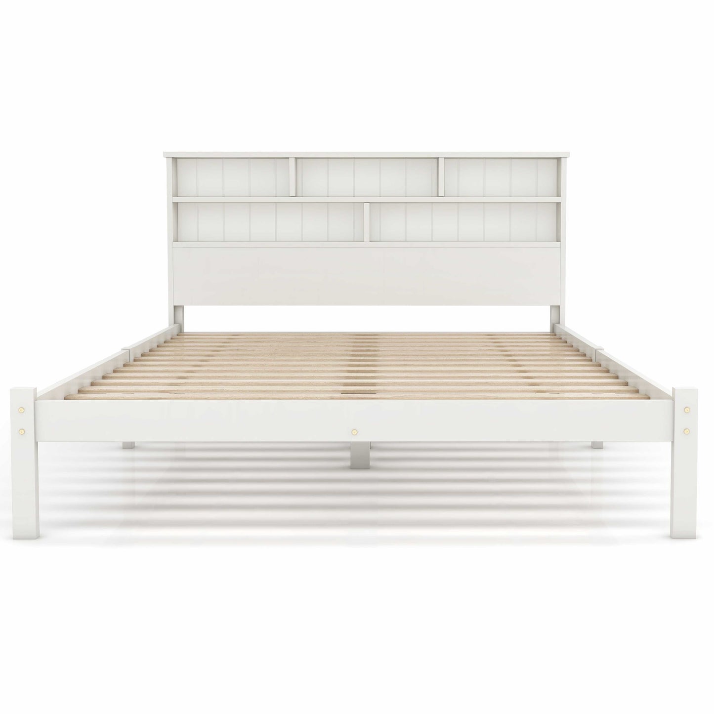 BTM UK New TV 4ft6 single Bed （90*190cm）Double (135 x 190 cm) Bed with Shelves, White Wooden Storage Bed, Underbed Drawer dusk bed