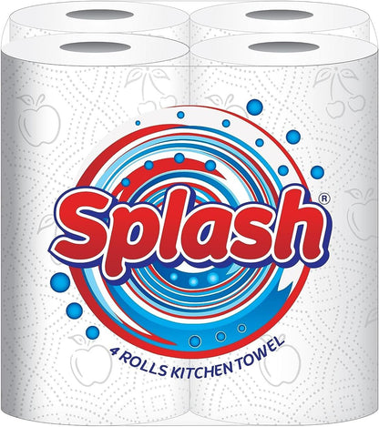 Kitchen Towels. Splash 2-ply Quilted Paper Rolls. Made in UK. Responsibly Sourced. Strong. 10m per Roll