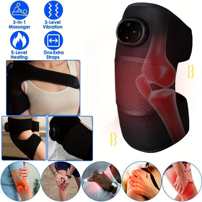 1pc Rechargeable Heated Cordless Knee Massager - Soothing Vibration, Adjustable Heat, And Ergonomic Design For Ultimate Knee Joint Warmth And Care - Christmas Gift For Husband, Wife, Father, And Mother