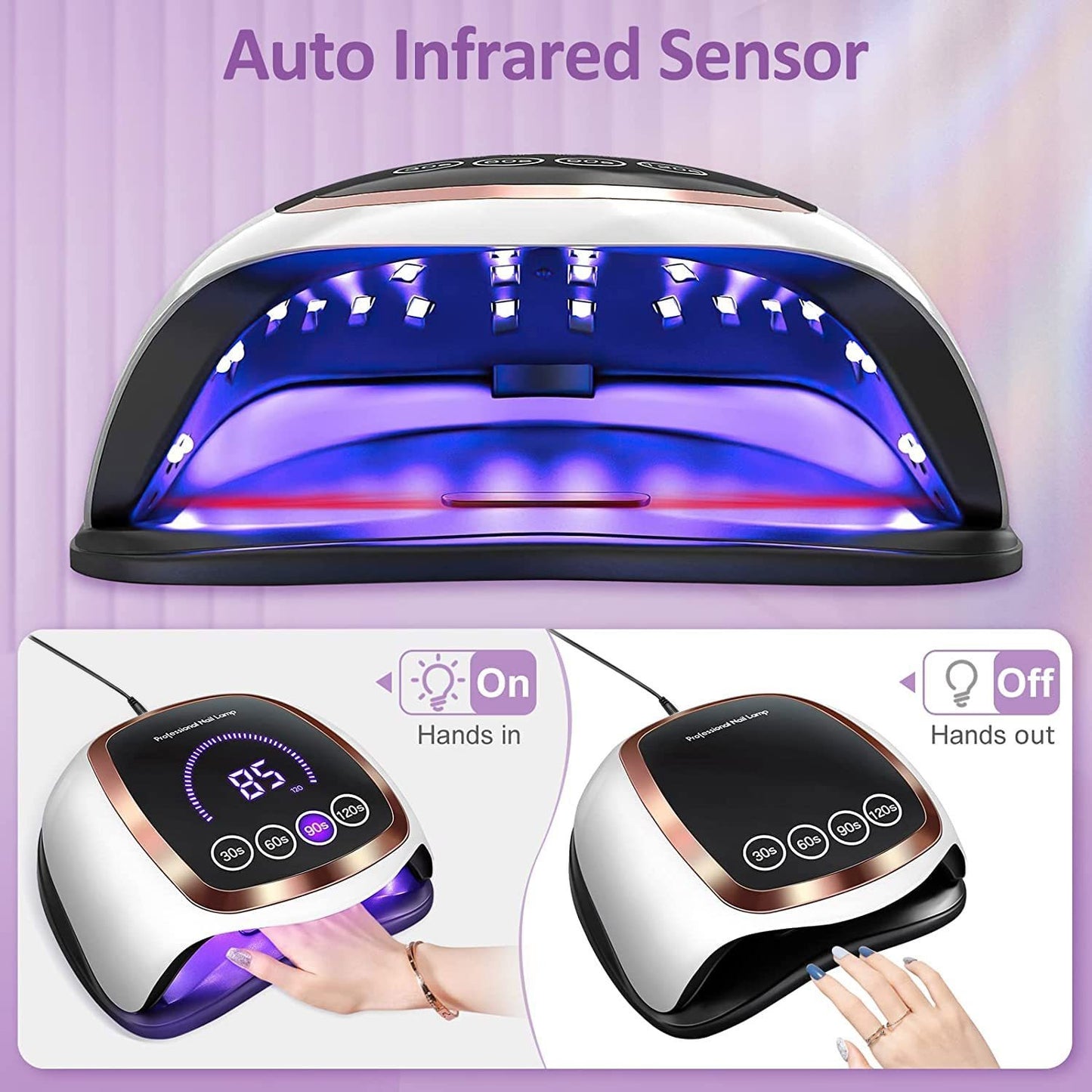 UV LED Nail Lamp with 42 LED Beads, Gel Polishing Nail Dryer with LCD Display, Auto Sensor and 4 Timer Settings, Professional Gel Curing Lamp Gel Polishing Lamp for Salon and Home Use